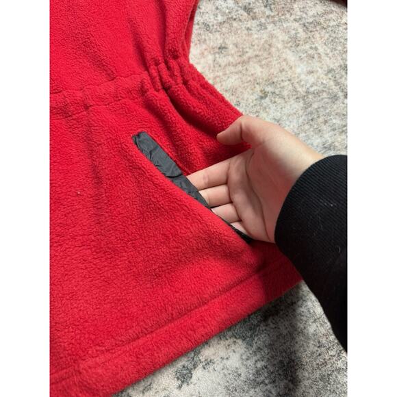 VTG Wrangler Sherpa 1/4 Zip Pullover Hoodie Sz L Jacket Red Gorpcore Colorblock - Picture 2 of 4